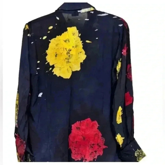 Busayo‎ Ola Blouse 100% Cotton Black Multi Colored Size X Large - Picture 2 of 5